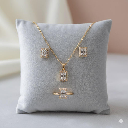 Crystal Elegance Locket Set with Ring