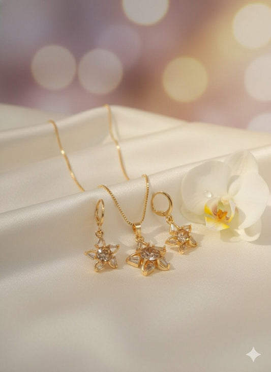 Golden Blossom Crystal Set