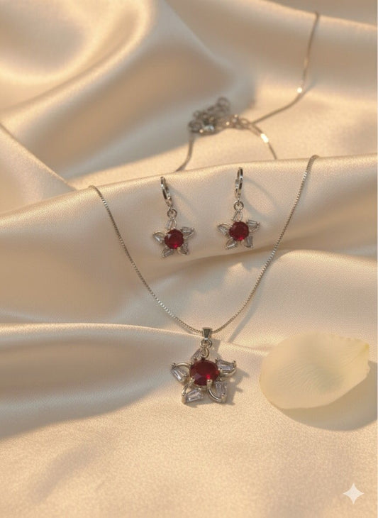Ruby Bloom Silver Set