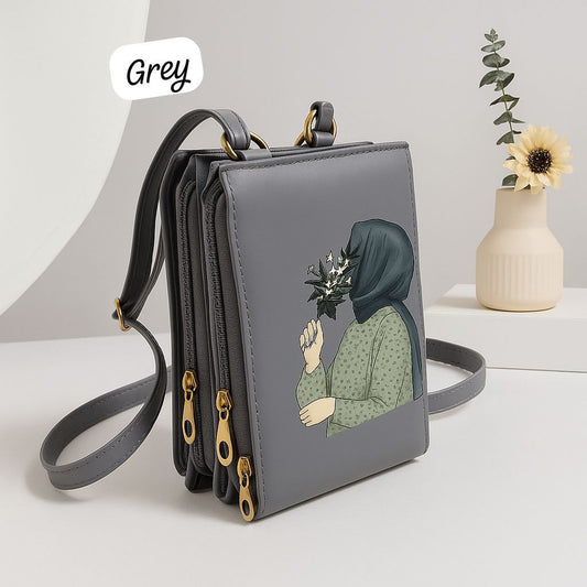 Floral Girl Crossbody Bag – Grey