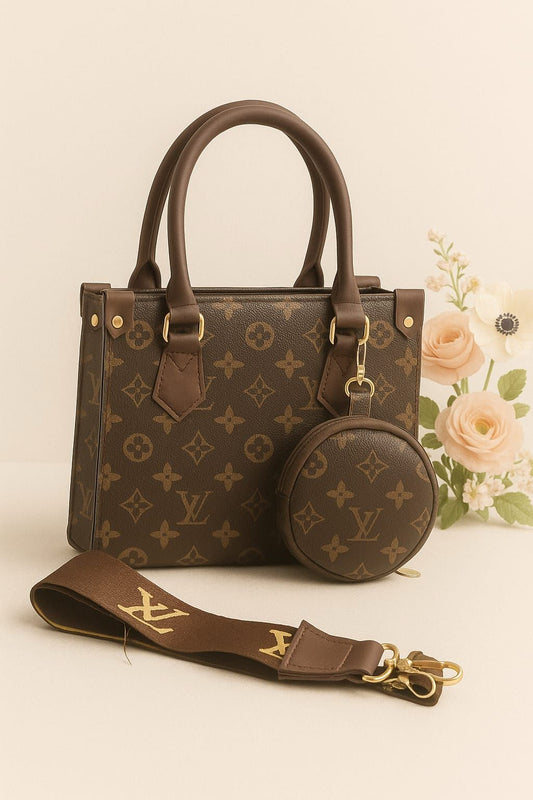 Classic Monogram Tote Bag Set – Brown