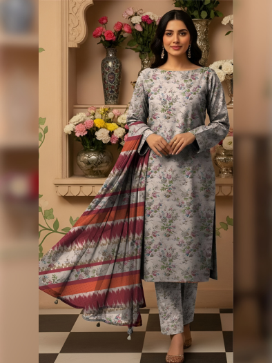Silver Mist Khaddar 3-Piece