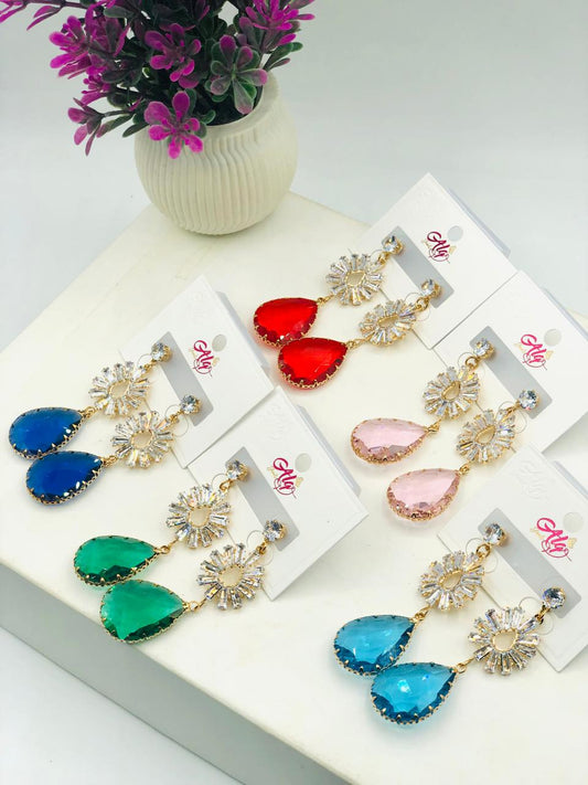 Crystal Bloom Teardrop Earrings