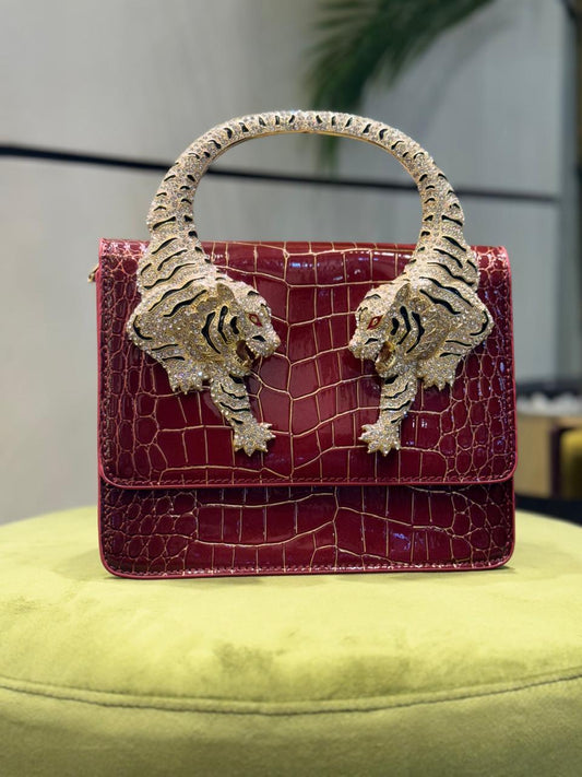 Majestic Twin Tigers Luxury Croc-Handbag