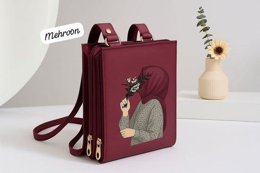 Maroon Floral Girl Print Sling Bag