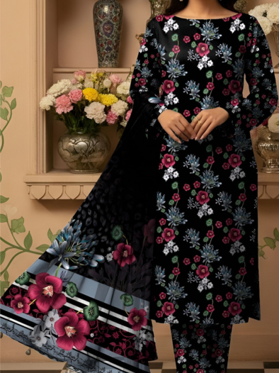 Midnight Bloom Khaddar 3-Piece