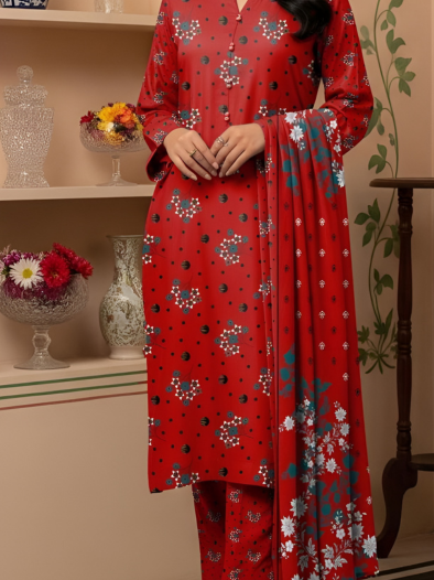 Crimson Petals Khaddar 3-Piece