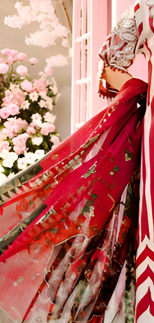 Crimson Stripe Embroidered 3-Piece Suit